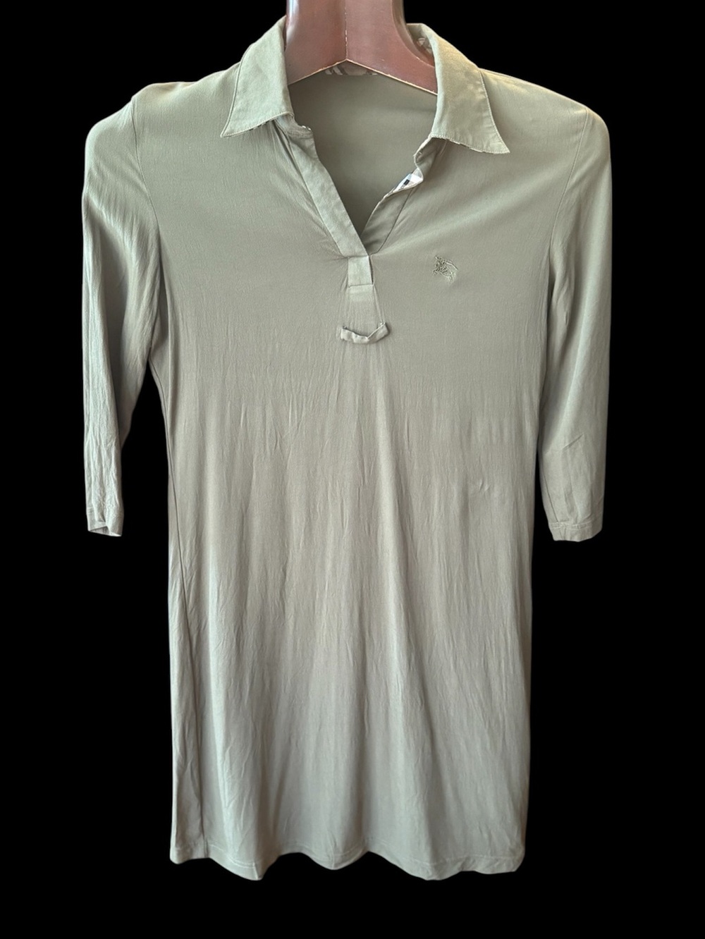 Burberry Light Sage Green Polo  cotton dress with Three-Quarter Sleeves size L
